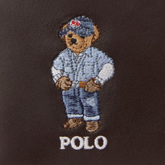 Polo Ralph Lauren Polo Bear Leather Billfold Wallet Dark Brown