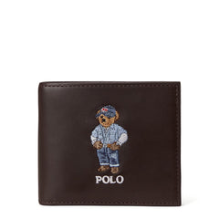 Polo Ralph Lauren Polo Bear Leather Billfold Wallet Dark Brown
