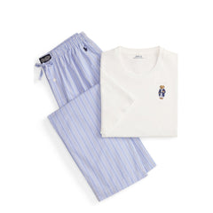 Polo Ralph Lauren Polo Bear / Plaid Cotton Sleep Set Andrew Stripe / White - Parasol Store