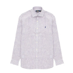 Polo Ralph Lauren Pony Embroidered Stripe Linen Shirt Royal White