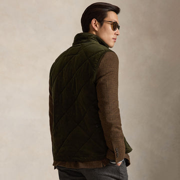 Polo Ralph Lauren Quilted Corduroy Gilet Company Olive