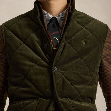Polo Ralph Lauren Quilted Corduroy Gilet Company Olive