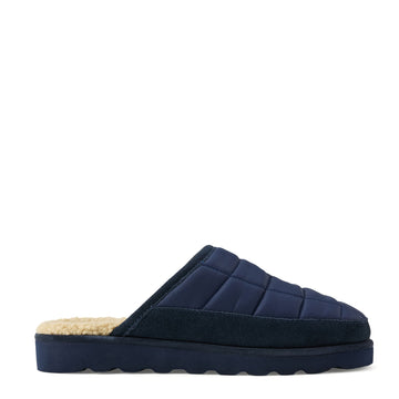 Polo Ralph Lauren Reade Suede Trim Quilted Scuff Slipper Navy Nylon / Navy Suede / Red