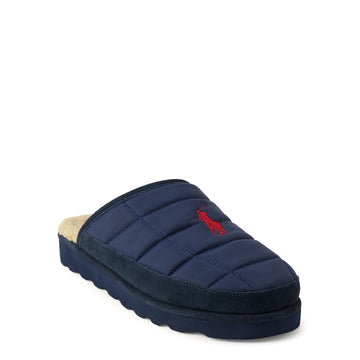 Polo Ralph Lauren Reade Suede Trim Quilted Scuff Slipper Navy Nylon / Navy Suede / Red