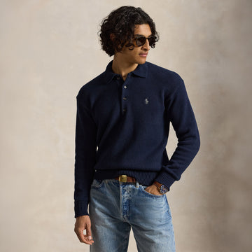 Polo Ralph Lauren Relaxed Cable Cotton Polo Sweater Hunter Navy