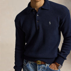 Polo Ralph Lauren Relaxed Cable Cotton Polo Sweater Hunter Navy