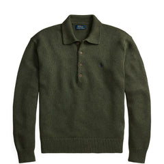Polo Ralph Lauren Relaxed Cable Cotton Polo Sweater Olive Shrub Heather