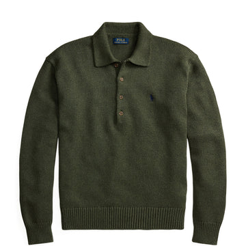 Polo Ralph Lauren Relaxed Cable Cotton Polo Sweater Olive Shrub Heather