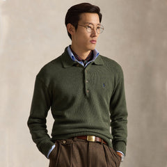 Polo Ralph Lauren Relaxed Cable Cotton Polo Sweater Olive Shrub Heather