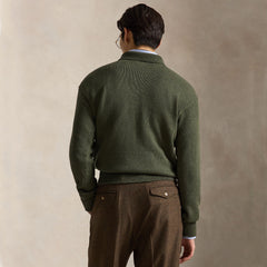 Polo Ralph Lauren Relaxed Cable Cotton Polo Sweater Olive Shrub Heather