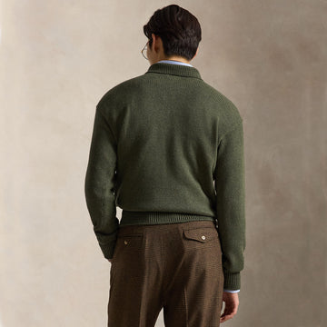 Polo Ralph Lauren Relaxed Cable Cotton Polo Sweater Olive Shrub Heather
