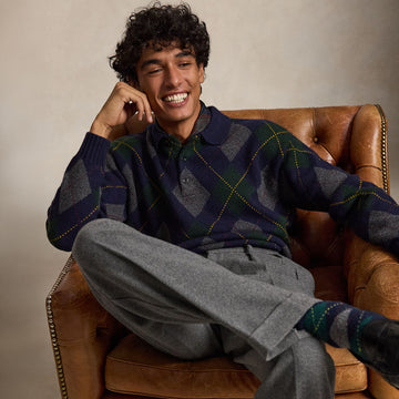 Polo Ralph Lauren Relaxed Fit Argyle Wool-Mohair Jumper Navy Multi
