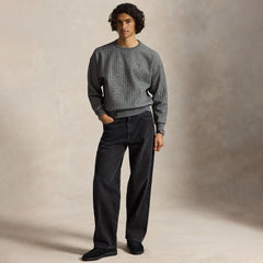 Polo Ralph Lauren Relaxed Fit Waffle Knit Sweatshirt Fortress Grey Heather