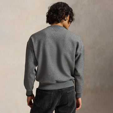 Polo Ralph Lauren Relaxed Fit Waffle Knit Sweatshirt Fortress Grey Heather