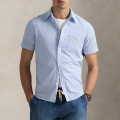 Polo Ralph Lauren Short Sleeve Sport Shirt Custom Blue / White - Parasol Store