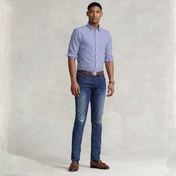 Polo Ralph Lauren Slim Fit Gingham Oxford Shirt Royal / White