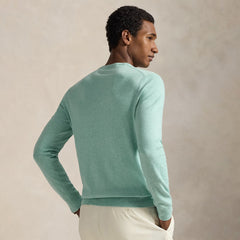 Polo Ralph Lauren Slim Fit Textured Cotton Sweater Green Swallow Heather - Parasol Store