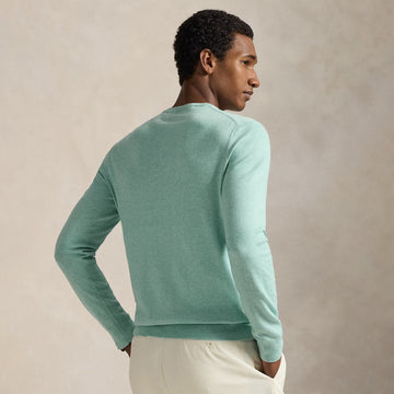 Polo Ralph Lauren Slim Fit Textured Cotton Sweater Green Swallow Heather - Parasol Store