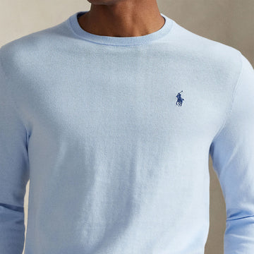 Polo Ralph Lauren Slim Fit Textured Cotton Sweater Office Blue