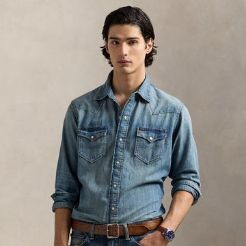 Polo Ralph Lauren Slub Denim Western Shirt RL Western - Parasol Store