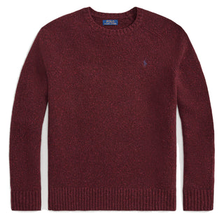 Polo Ralph Lauren Speckled Wool-Blend Crewneck Jumper Aged Wine Donegal - Parasol Store