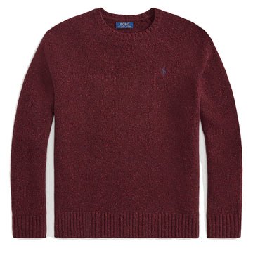 Polo Ralph Lauren Speckled Wool-Blend Crewneck Jumper Aged Wine Donegal - Parasol Store