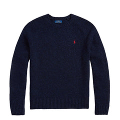 Polo Ralph Lauren Speckled Wool Blend Crew Neck Jumper Ancient Navy Donegal