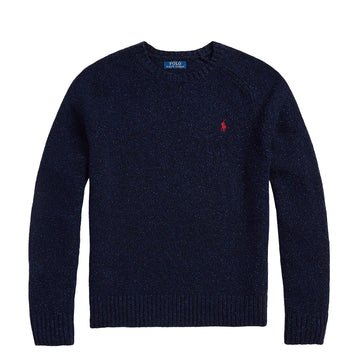 Polo Ralph Lauren Speckled Wool Blend Crew Neck Jumper Ancient Navy Donegal