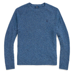 Polo Ralph Lauren Speckled Wool Blend Crew Neck Jumper Chambray Blue Donegal - Parasol Store