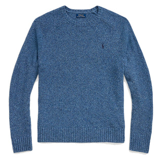 Polo Ralph Lauren Speckled Wool Blend Crew Neck Jumper Chambray Blue Donegal - Parasol Store