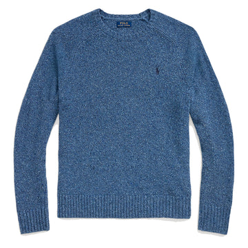Polo Ralph Lauren Speckled Wool Blend Crew Neck Jumper Chambray Blue Donegal - Parasol Store