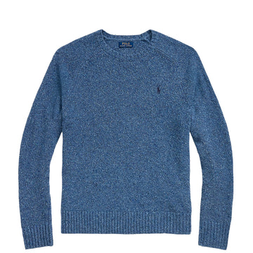 Polo Ralph Lauren Speckled Wool Blend Crew Neck Jumper Chambray Blue Donegal