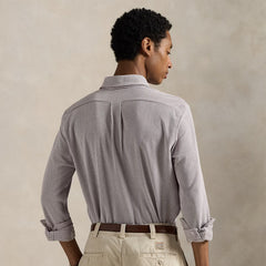 Polo Ralph Lauren Striped Knit Oxford Shirt Classic Wine / White - Parasol Store