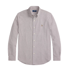 Polo Ralph Lauren Striped Knit Oxford Shirt Classic Wine / White - Parasol Store