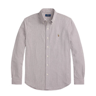 Polo Ralph Lauren Striped Knit Oxford Shirt Classic Wine / White