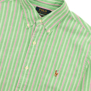 Polo Ralph Lauren Striped Oxford Shirt Green Pink Multi - Parasol Store