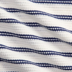 Polo Ralph Lauren Striped Pointelle-Jersey Camp Shirt Pale Cream / Newport Navy