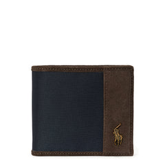 Polo Ralph Lauren Suede-Trim Billfold Wallet Newport Navy / Brown