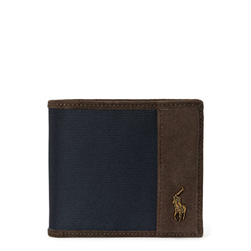 Polo Ralph Lauren Suede-Trim Billfold Wallet Newport Navy / Brown