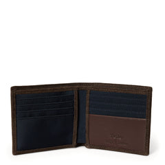 Polo Ralph Lauren Suede-Trim Billfold Wallet Newport Navy / Brown