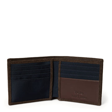 Polo Ralph Lauren Suede-Trim Billfold Wallet Newport Navy / Brown