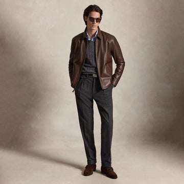 Polo Ralph Lauren The Bayville Leather Jacket Bison Brown