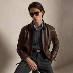 Polo Ralph Lauren The Bayville Leather Jacket Bison Brown