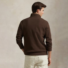 Polo Ralph Lauren Double-Knit Mesh Quarter-Zip Pullover Nutmeg Brown - Parasol Store