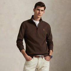 Polo Ralph Lauren Double-Knit Mesh Quarter-Zip Pullover Nutmeg Brown - Parasol Store