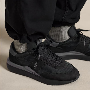 Polo Ralph Lauren Train 89 Nubuck & Oxford Trainer Black / Grey - Parasol Store