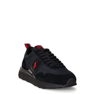 Polo Ralph Lauren Train 89 Suede & Oxford Sneaker Triple Black / Red Pp