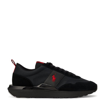 Polo Ralph Lauren Train 89 Suede & Oxford Sneaker Triple Black / Red Pp