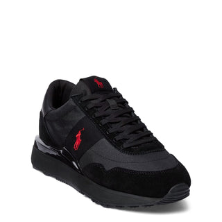 Polo Ralph Lauren Train 89 Suede and Oxford Trainer Triple Black / Red Pp