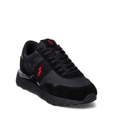 Polo Ralph Lauren Train 89 Suede and Oxford Trainer Triple Black / Red Pp
